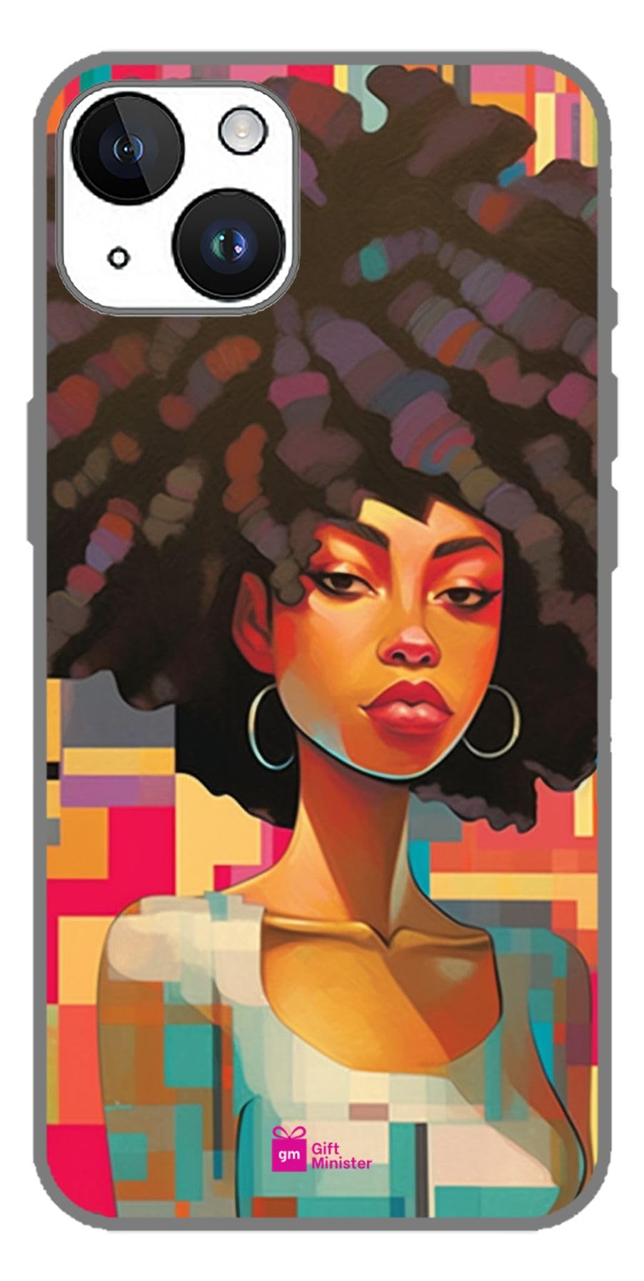 Gift Minister Silicone Designer Cover for Apple iPhone 14 Blackcover - Abstract Picture Afro Girl Dillon Colorized Joyce Reopel William Copley Bold Traditional Comfortable Grip Dustproof 1Pcs 1696U