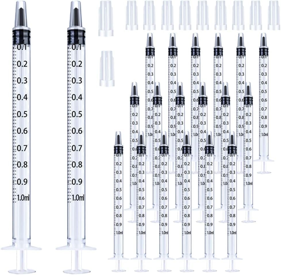 20 PCS 20ml Oral Syringe With Cap, Plastic Syringe without Needle for Medicine Dropper, Liquid Measuring, Handicrafts, Individually Sealed, Luer Slip