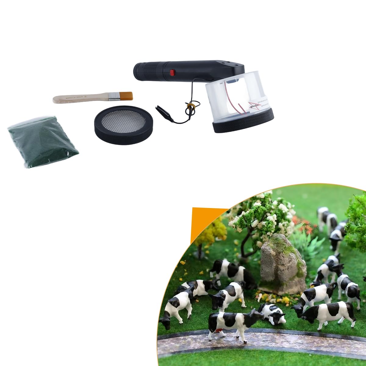 Kit de flocage – Applicateur d'herbe statique avec structure en ABS et poignée antidérapante pour modélisme scénique DIY