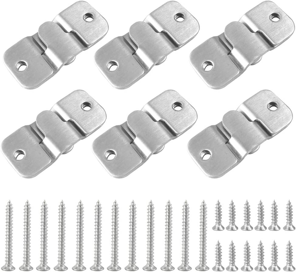 Alamic Flush Mount Bracket Interlocking Photo Frame Hook Stainless Steel Picture Hanger Z Clip