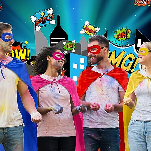 Superhero Capes and Masks for Adults Bulk-Men Women Super Hero Costume Halloween Dress Up Party Favors -7 Pack3