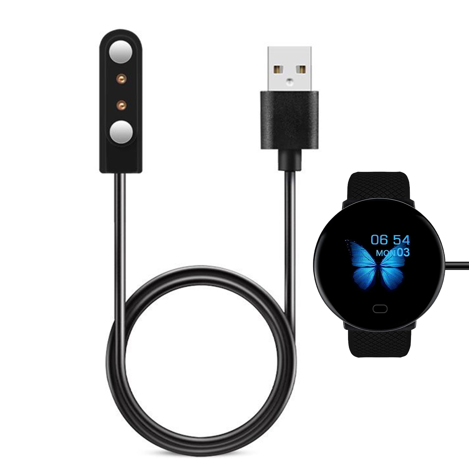 GO SHOPS Noise Colorfit Qube Smart Watch Charger 2 Pin Usb Charger Magnetic Charging Cable - View #9