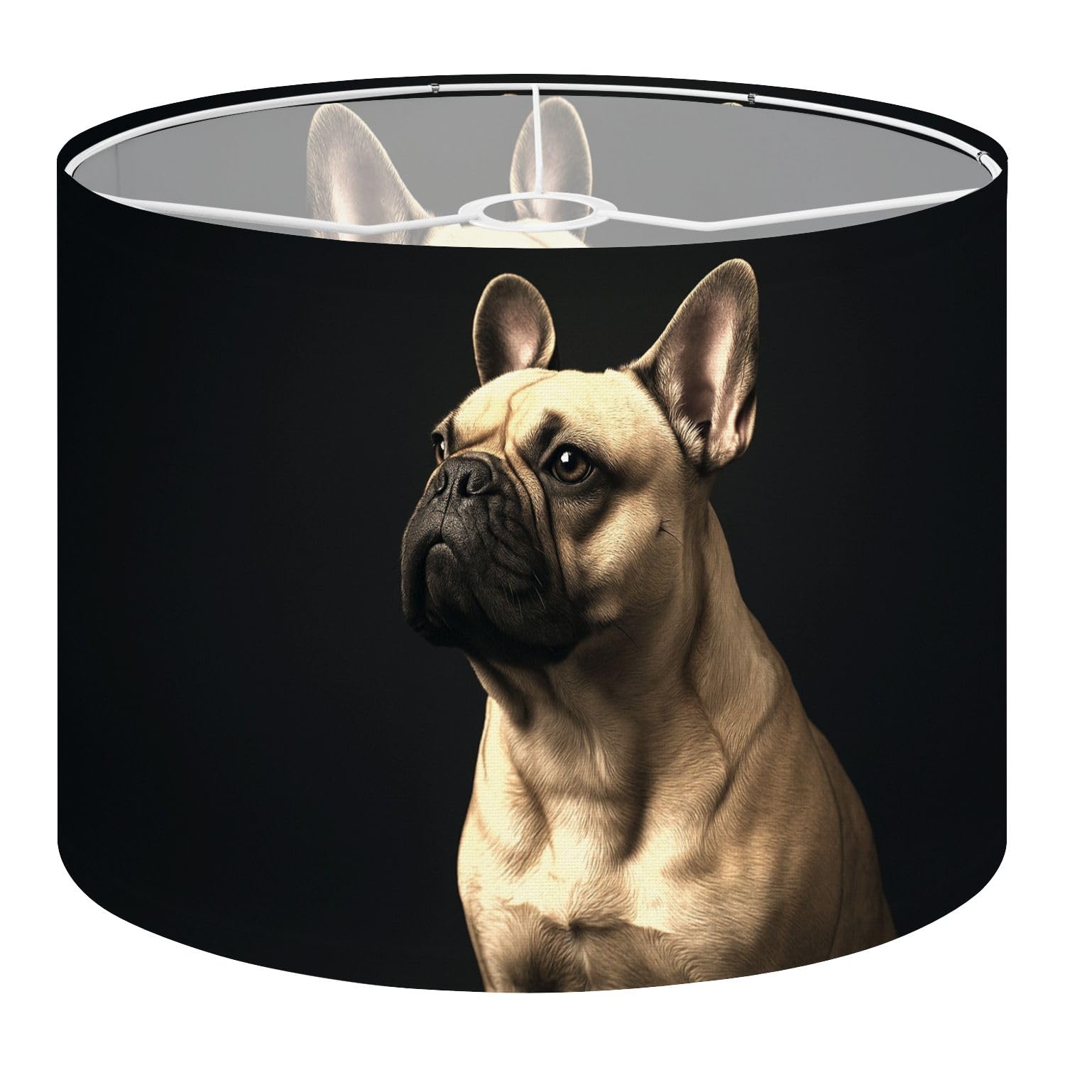 Fabric Drum Lamp Shade Beautiful French Bulldog Dog Vintage Funky Medium Linen Decorative Lampshades 13inch Set of 1 for Table Lamps, Floor Lamps,Ceiling Lamp