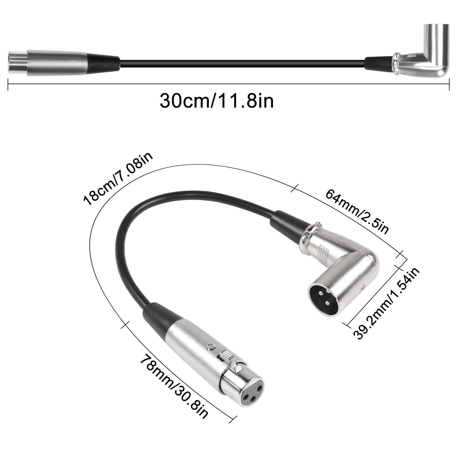 QIANRENON 90 Degré Angle TS 6,35mm à XLR Asymétrique
