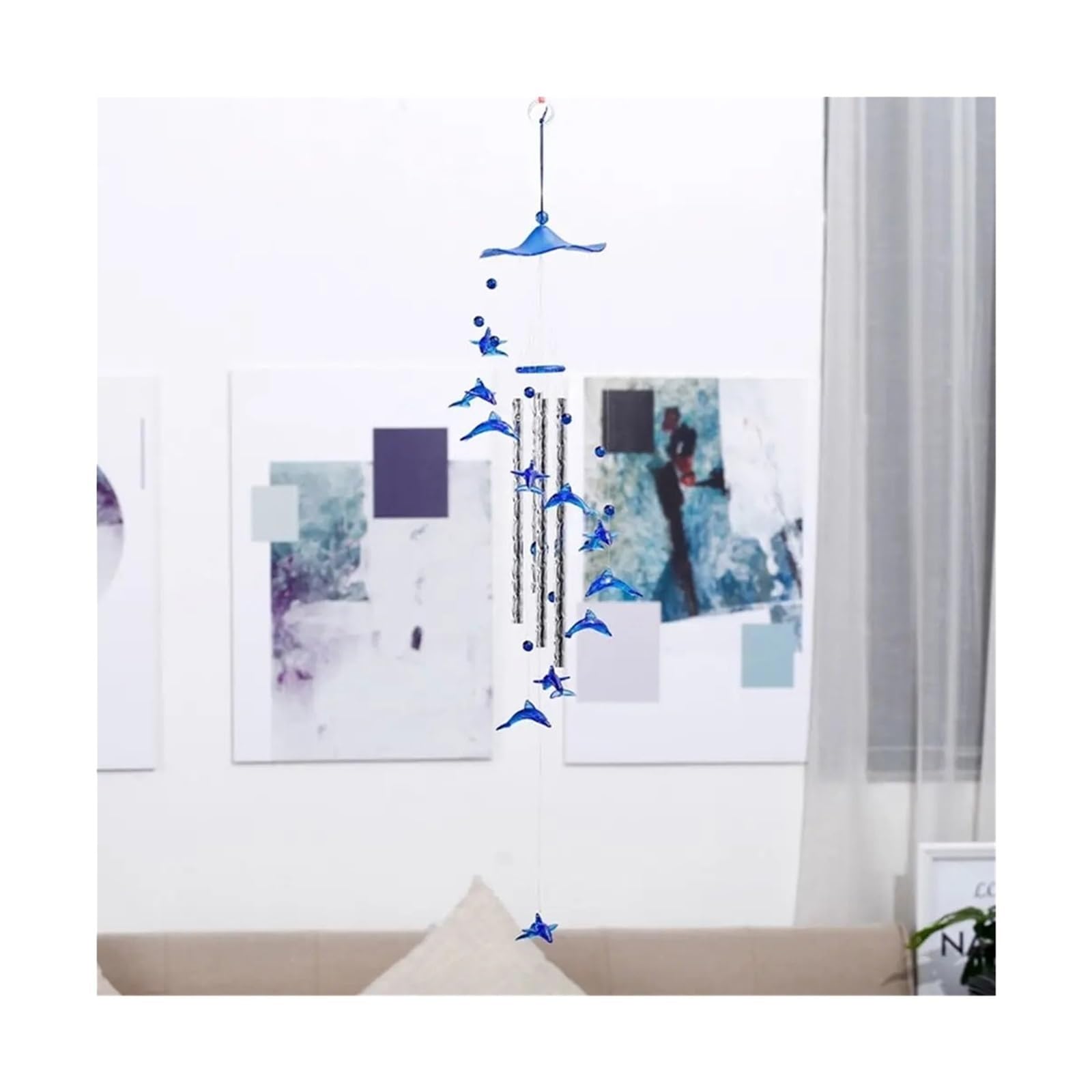 AFDHVTKLDR Wind Chimes Dolphin Love Theme Wind Chime Creative DIY Tube Hanging Decor for Door Window Home Garden Gift(Color2)
