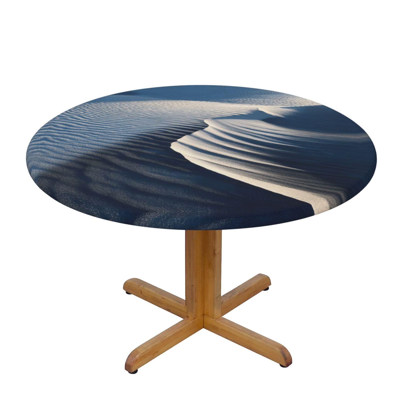 ESNAIUVCD Sand Dune Ripples print Waterproof Round Tablecloth,Outdoor Table Cloth with Elastic Edged, Elastic Tablecloth Wipeable, Garden Table Cloth Suitable for sizes 90cm-140cm