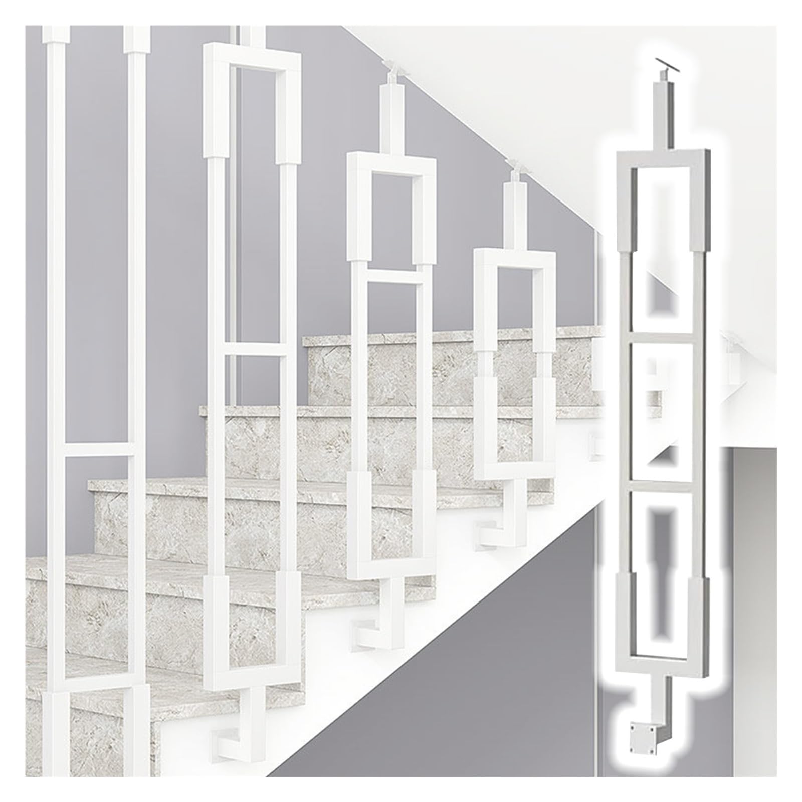 Columna de balaustre en forma de L de metal para barandilla de porche interior y pasillo de loft 1