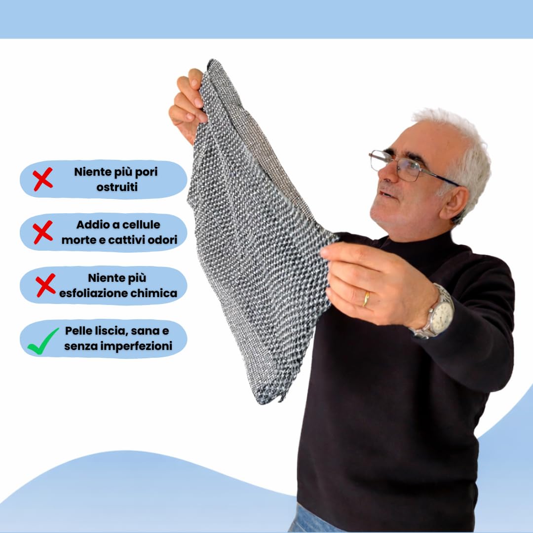 Aquemis asciugamano esfoliante 1/3/5 Pezzi scrubber corpo lungo 100 cm doppia faccia quick dry con fibra di bambù e ioni d’argento panno doccia unisex per bagno e doccia