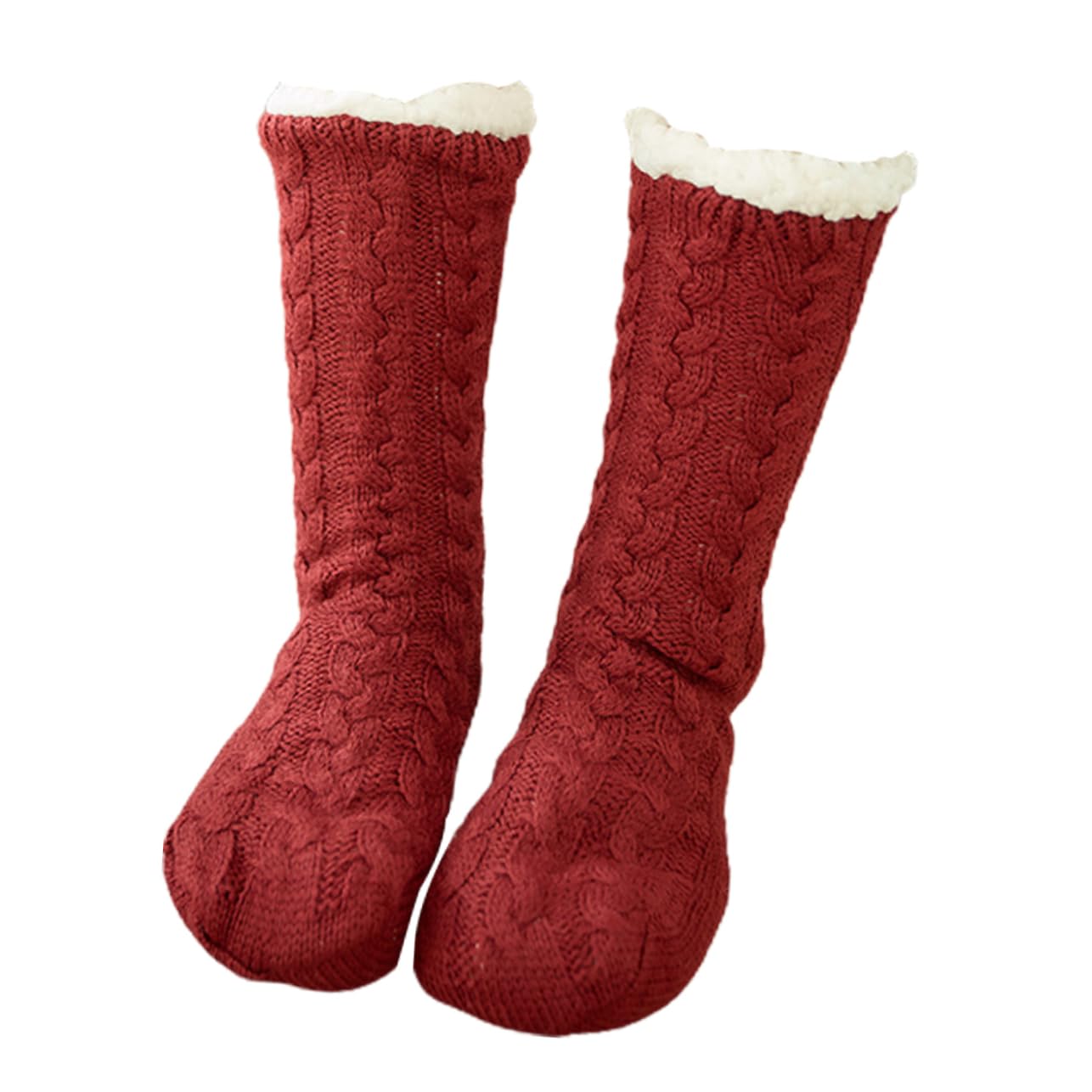 SHERCHPRY 1pair Warm Fleece Floor Socks for Women Thickened Autumn Central Stockings Breathable Daily Wear for Running Hiking Easy Care Wine