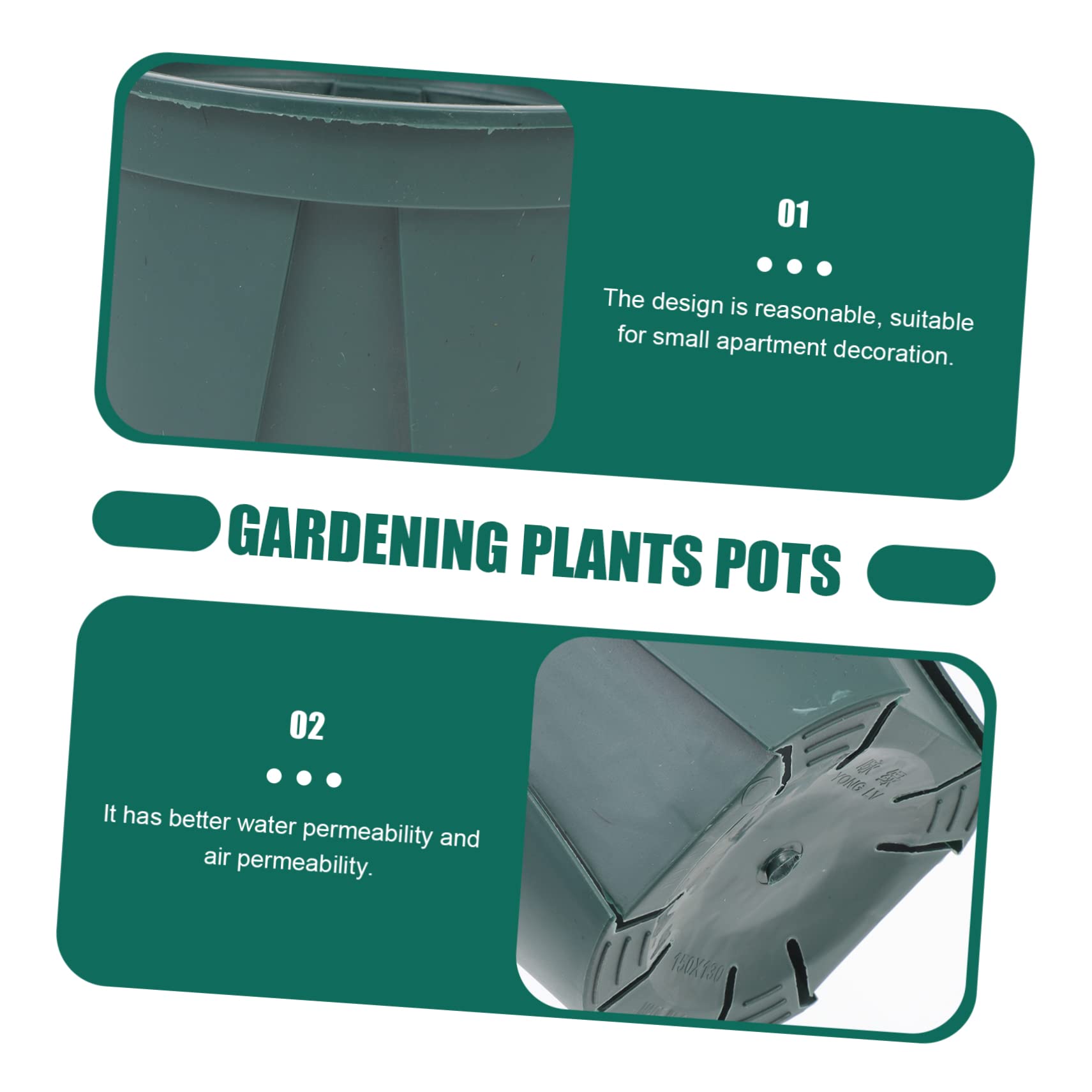 5 Pièces Lot de Pots de Fleurs Plastique Rond des Racines Respirant pour Plantes Vertes Intérieur Extérieur Jardin