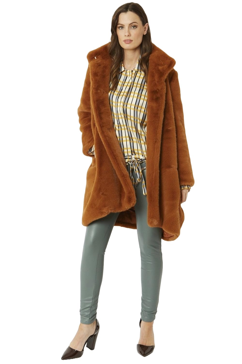Jayley Collection Women's Brown Jayley Oversized Faux Fur Coat