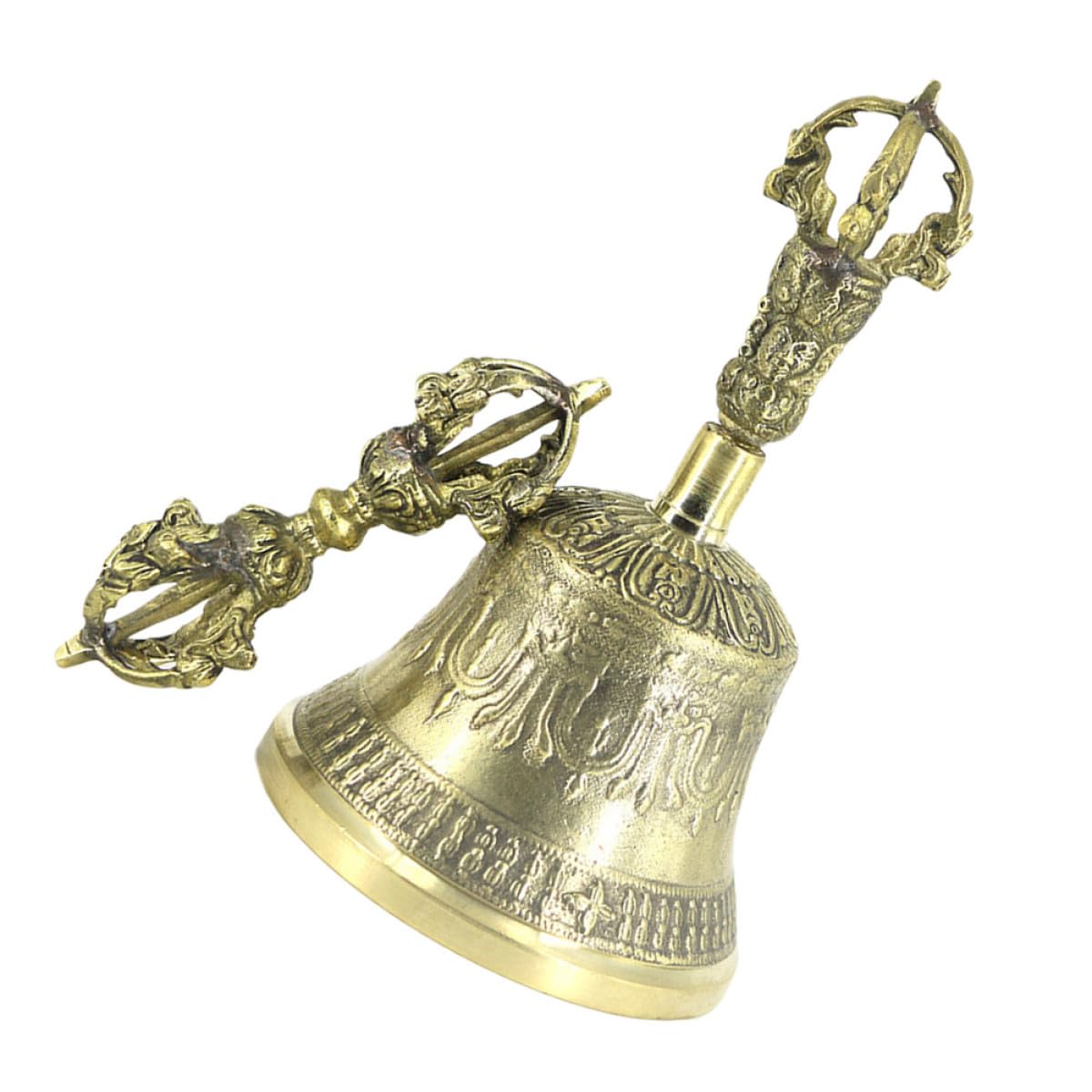 Cloche Vajra en laiton et cinq brins pour la conscience