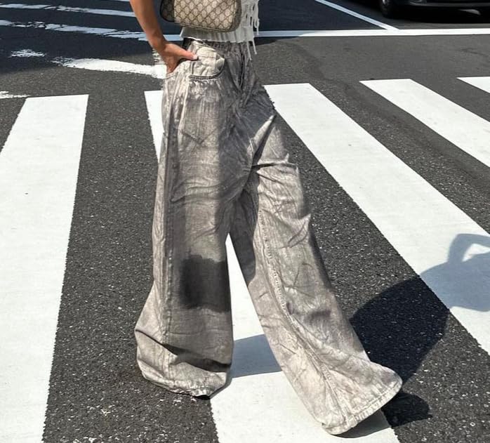 Low Waisted Camo Cargo Pants for Women Baggy Y2k Straight Wide Leg Pants with Pockets Streetwear Jeans Y2k Jeans4