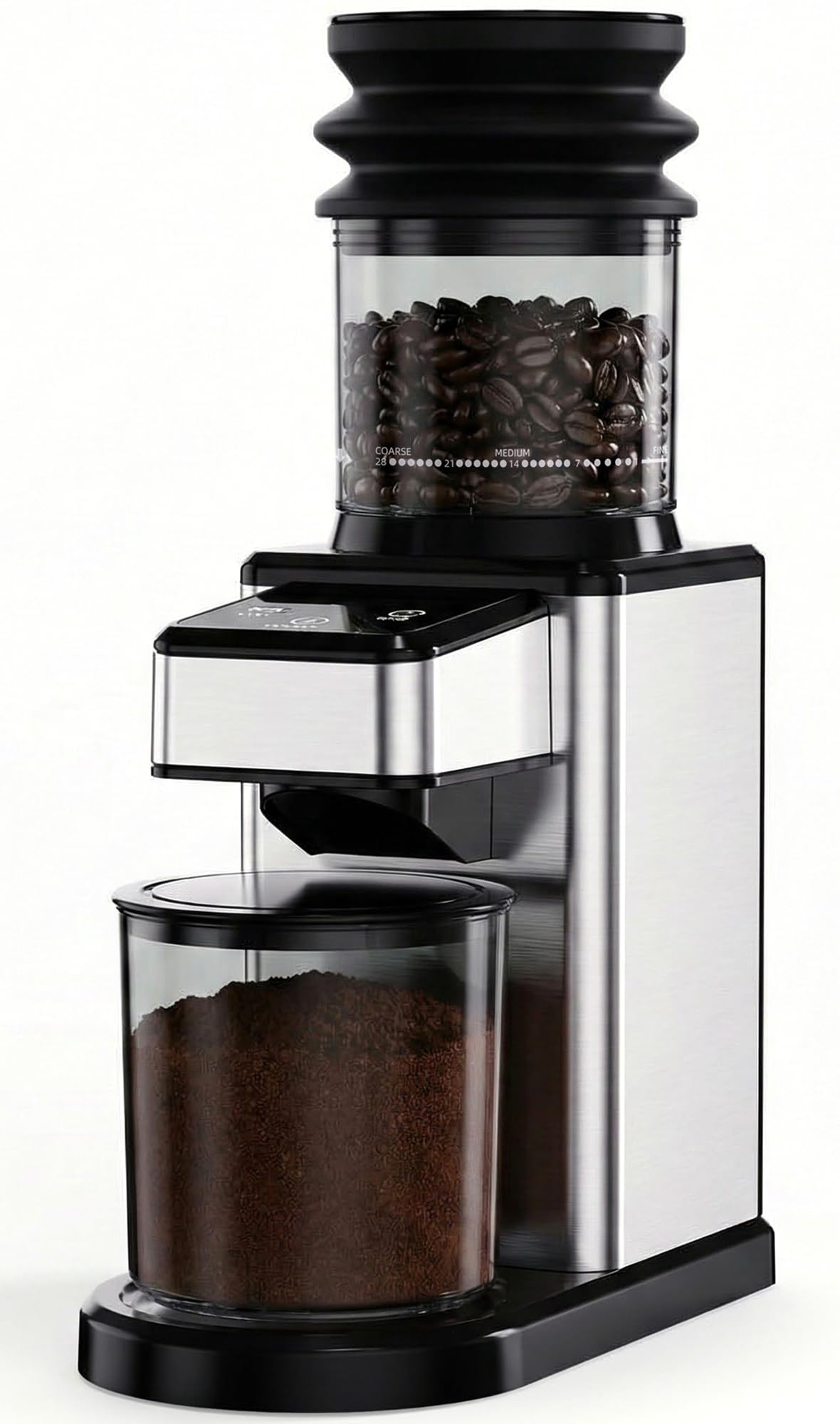 Photo 1 of **NON FUNCTIONAL** LOSRSWA Onical Burr Coffee Grinder, Stainless Steel, 25 Grind Settings, Touchscreen, Anti-static, 1-12 Cup Capacity For Espresso, French Press & Drip Coffee(Black)