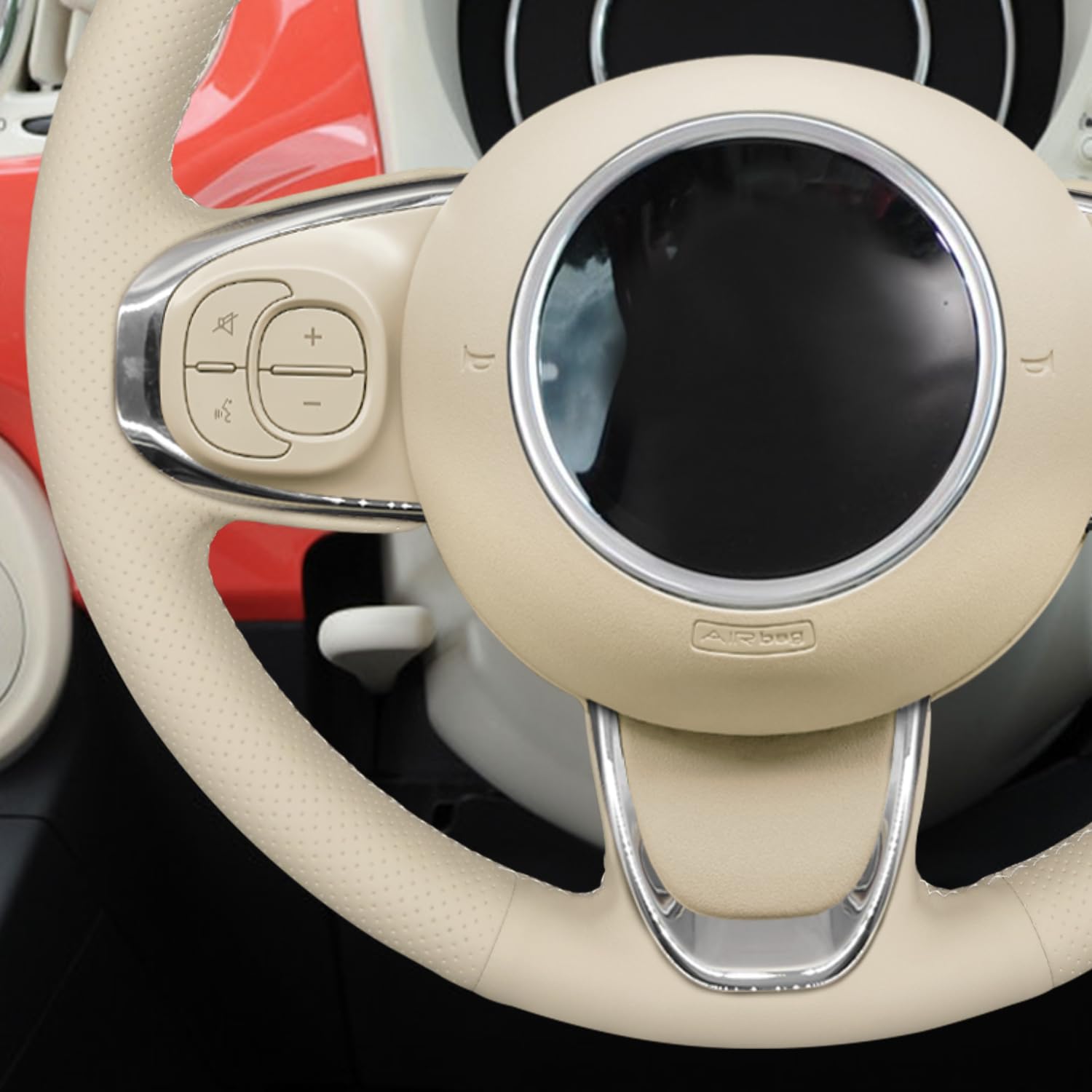 MEWANT DIY Handsteek Beige Kunstleer Stuurhoes voor FIAT 500 2015-2021 / 500C 2016-2021 MEWANT DIY Handsteek Beige Kunstleer Stuurhoes voor FIAT 500 2015-2021 / 500C 2016-2021