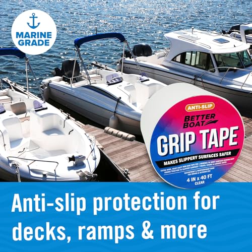 Image of Anti Slip Tape for Outdoor Stair Treads, Non-Skid Grip for Stairs | Steps, 4 inch x 40ft Roll, Clear Waterproof Traction, Weather-Resistant Friction Floor Tread for Dogs and Steps