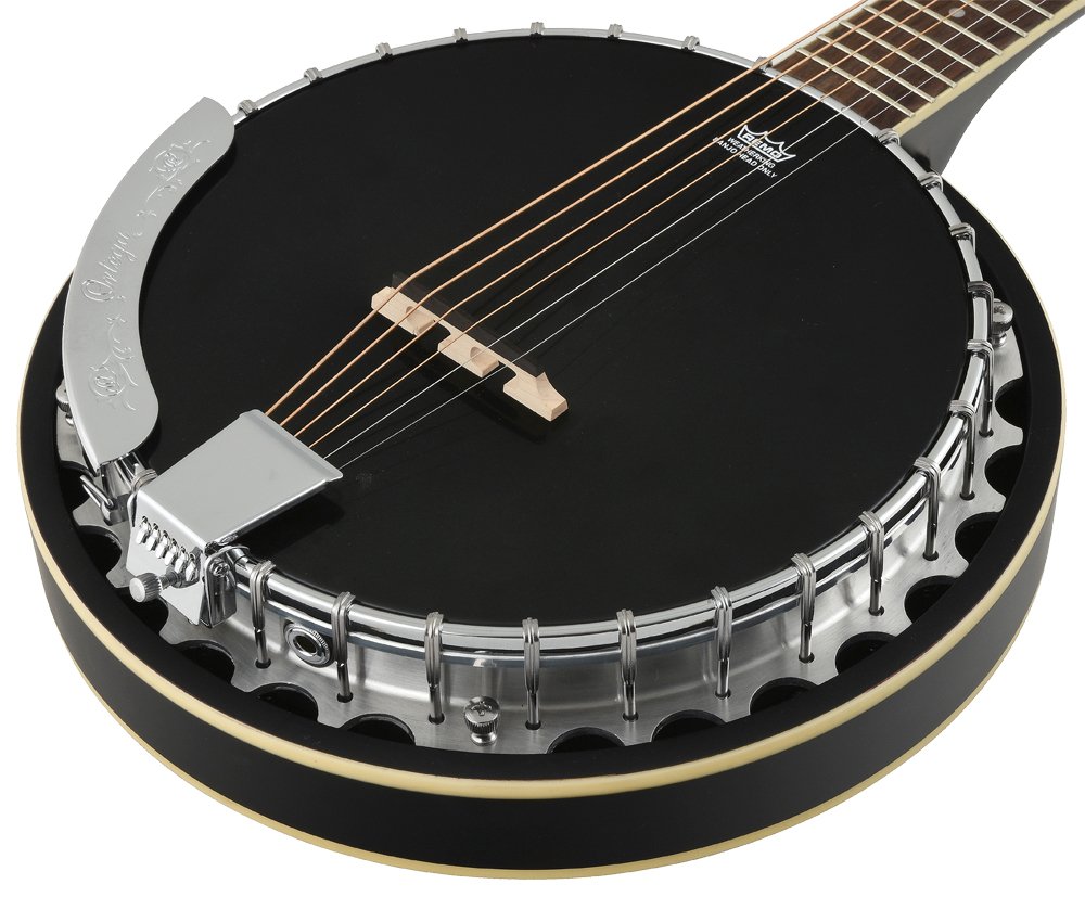 Ortega Guitars Raven Series 6-String Acoustic-Electric Banjo w/Bag, Right (OBJE350/6-SBK) - Image 3