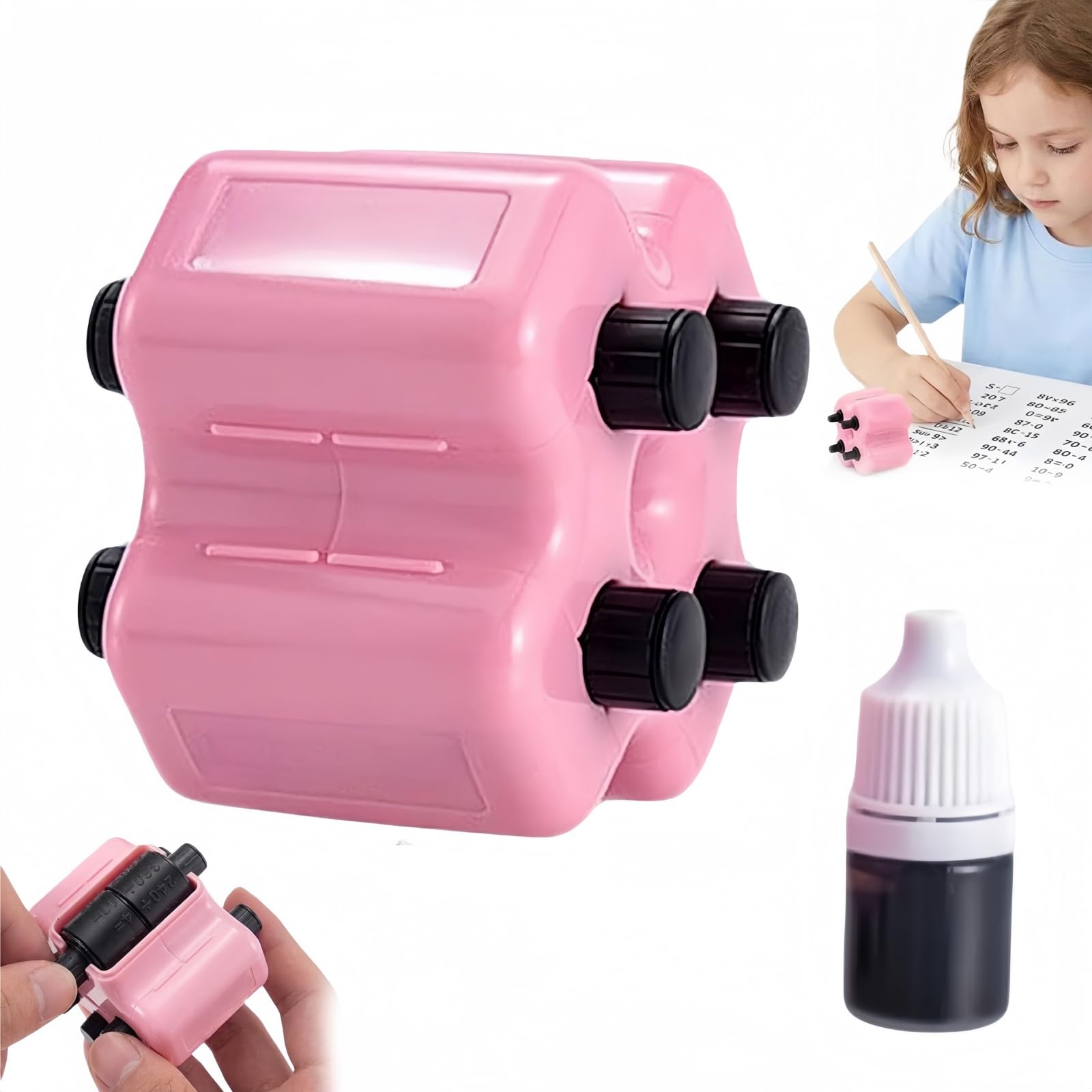 4 in 1 Math Roller Stamp Set,Roller Digital Teaching Stamp,Math Roller