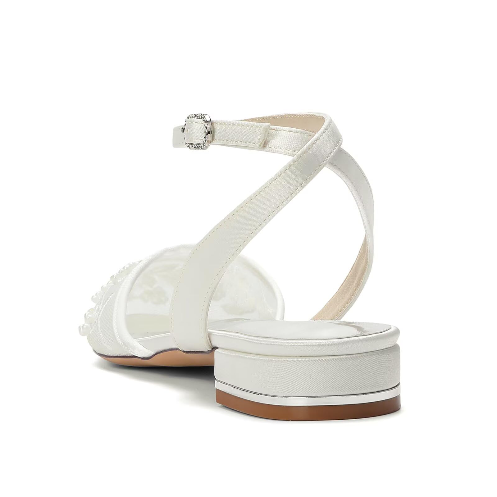Scarpe da Sposa Comode Tacco Basso Donna Pizzo Scarpe per Ballo e Cerimonia Matrimonio