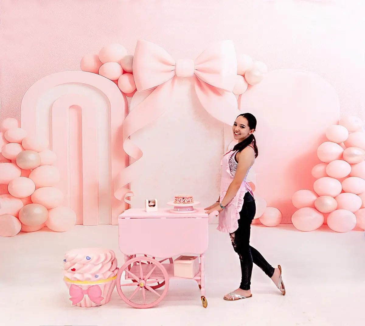 Kate Fotohintergrund für den 1. Geburtstag, für Kinder, Rosa, Mädchen, Neugeborene, Luftballons, Dekorationen, 2,1 x 1,5 m