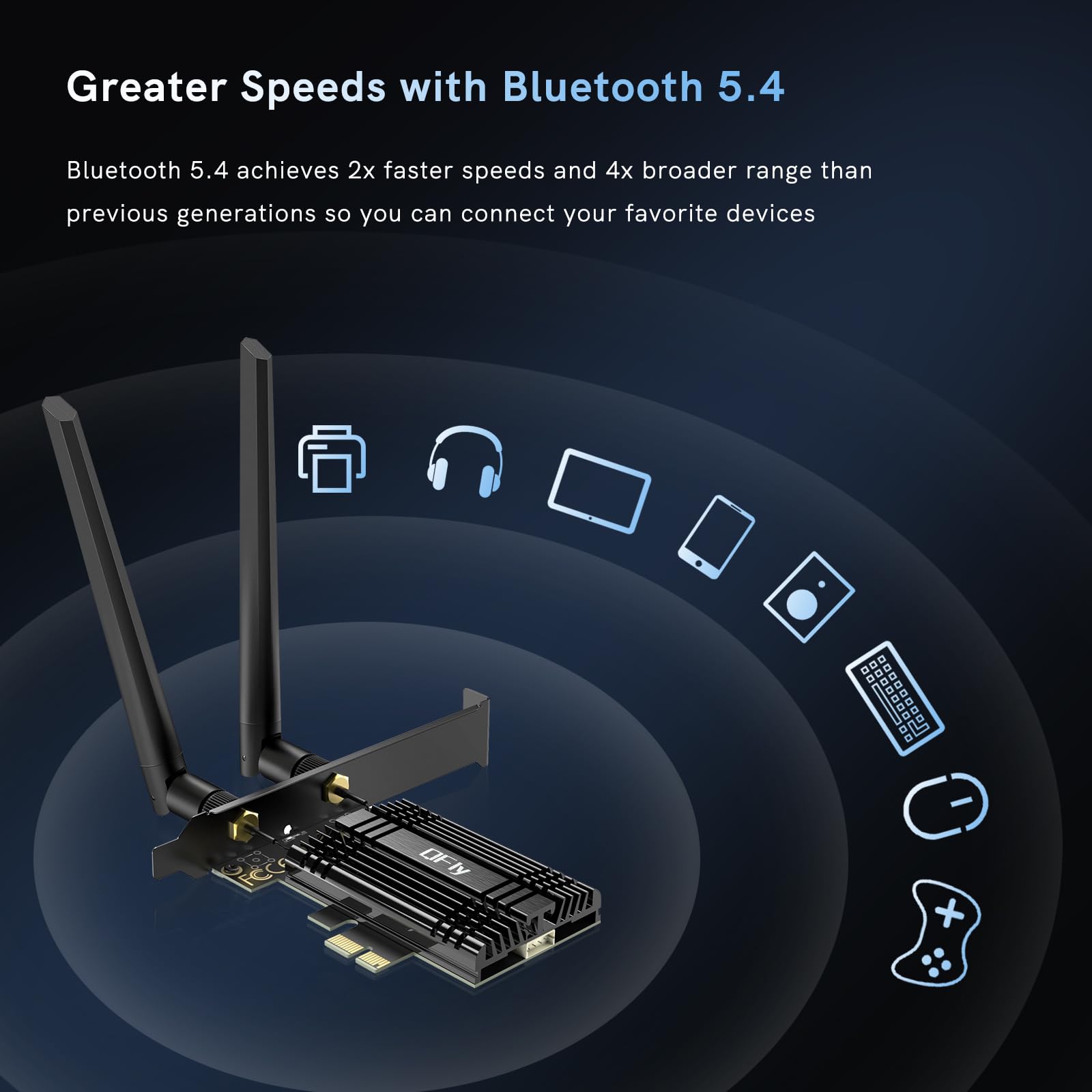 Scheda di rete WiFi 7 8774 Mbps QFly PCIe WiFi con Bluetooth 5.4, chipset BE200, adattatore di rete wireless a tre bande (6 GHz/5 GHz/2,4 GHz) per PC, supporta Win11 (64 bit), supporta solo CPU Intel