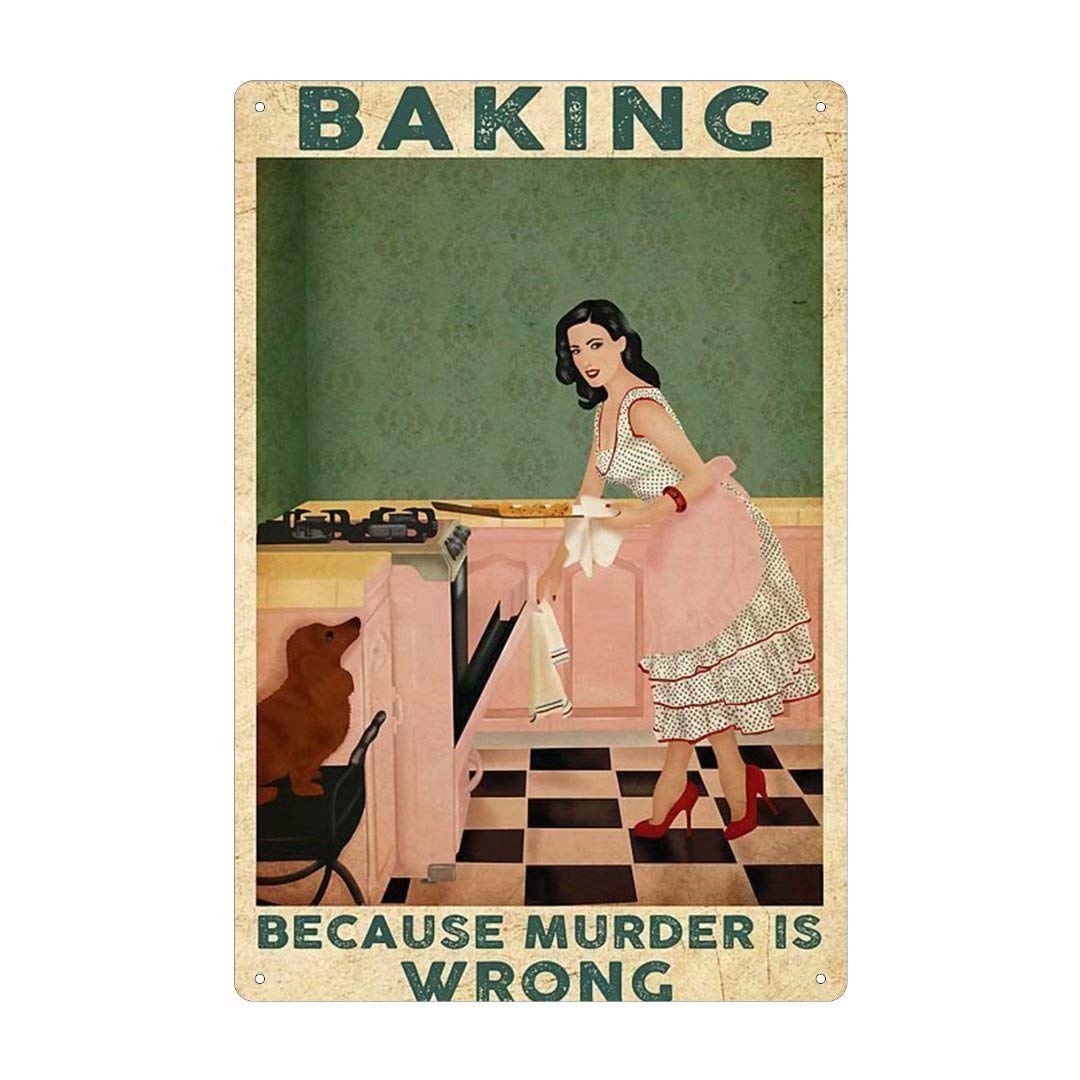 Baking Because Murder Is Wrong Women Love Baking Wall Art - Poster su tela, stampa a olio per soggiorno, decorazione per la casa, 30 x 45 cm