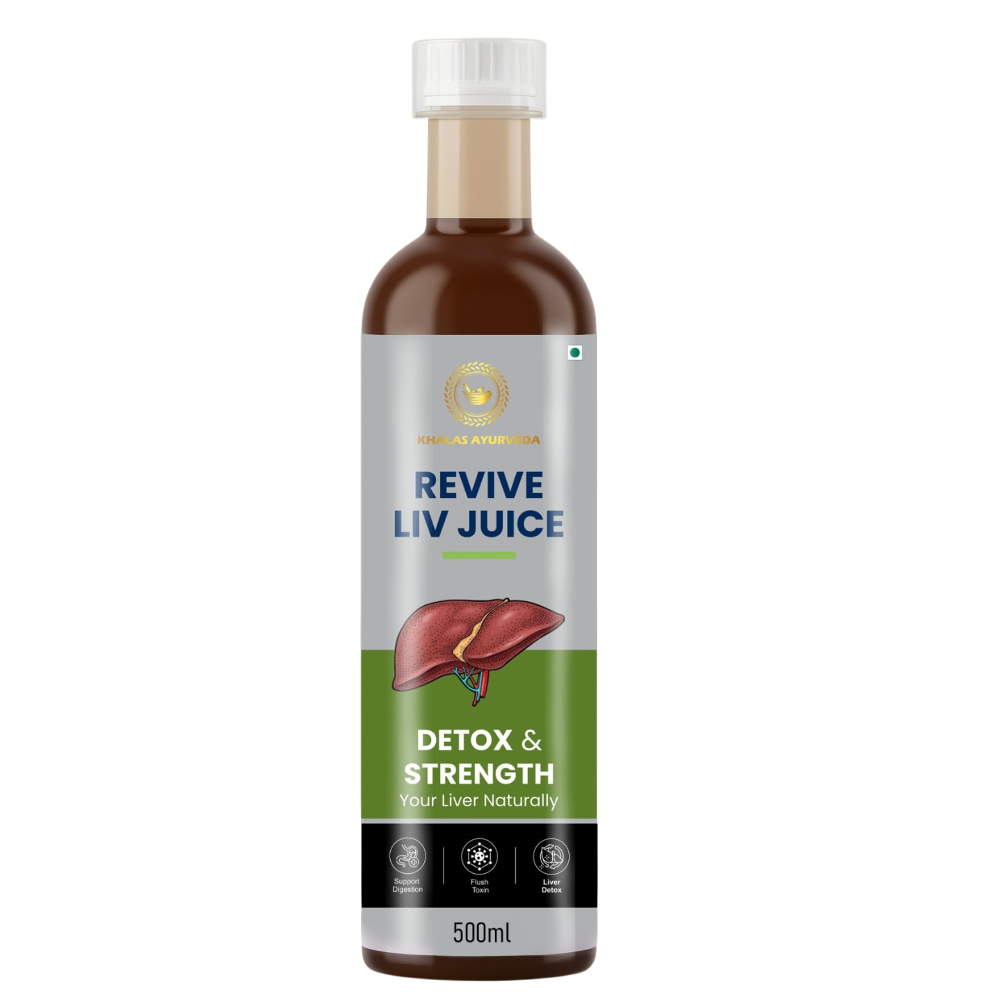 Revive LIV Juice | Detox Juice for Natural Liver Detoxification | With Bhringraj, Kasni & 20+ Ayurvedic Herbs | 100% Ayurvedic, FDA Approved | 500 ml-image-2