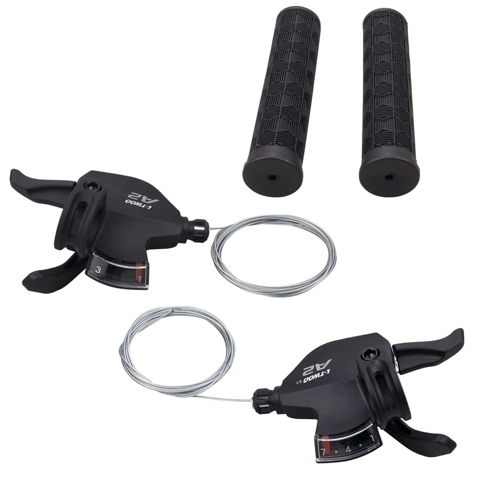 MEGHNA Fahrrad Schalthebel Set für Kurbel- und Schaltwerk, 3x6 /3x7 /3x8 Gang, MTB Schaltgriffe Index Schaltung für Mountainbike, Trekkingrad, Citybike (3x7)