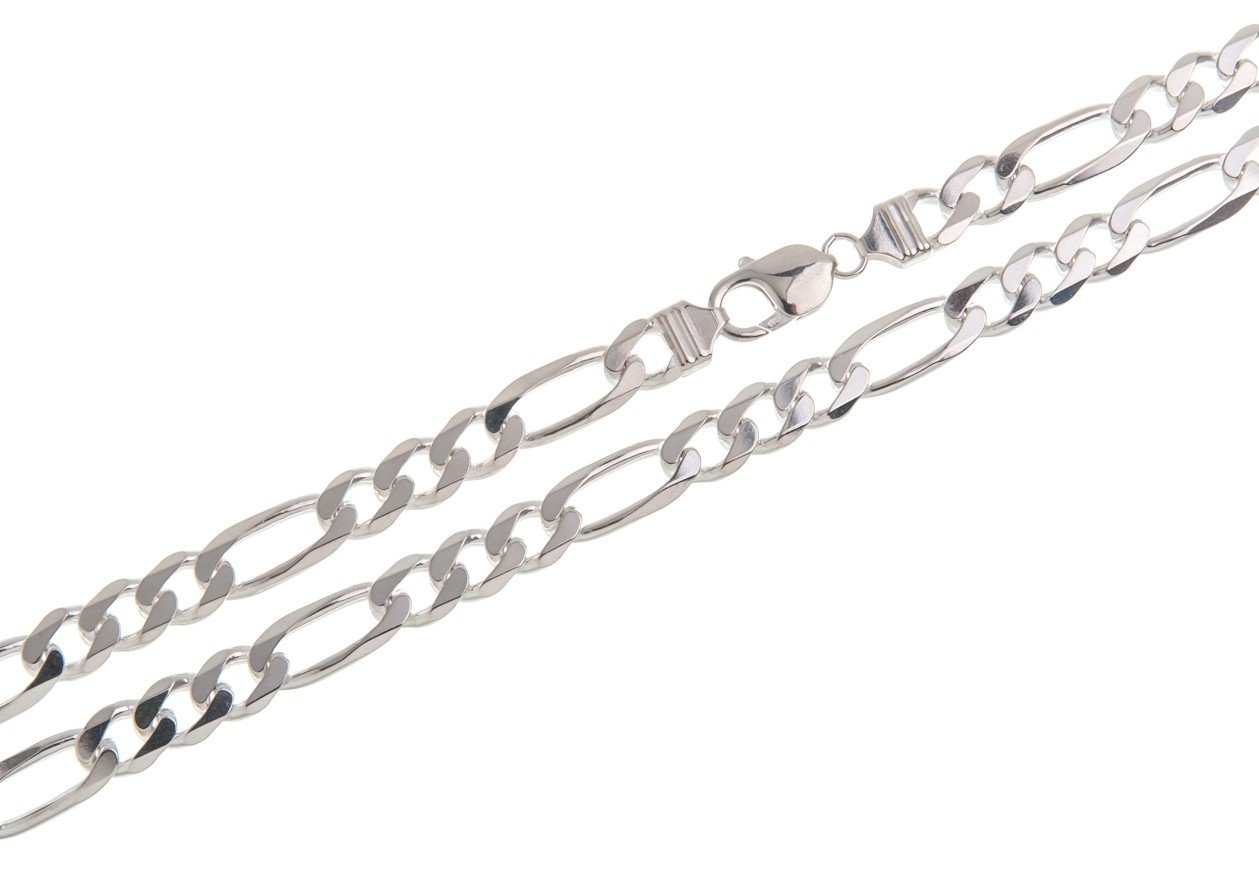 Massives Figarokette Armband 9mm Breite - 925 Silber, Länge wählbar 16-25cm …