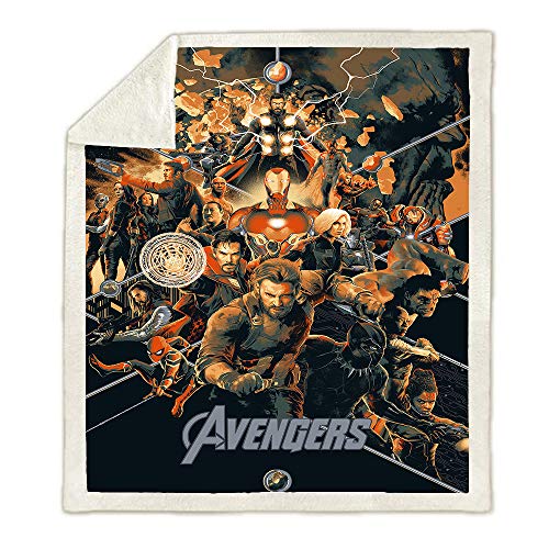 SK-PBB - Manta infantil con diseño de Los Vengadores, suave y cómoda, adecuada para ropa de cama en casa y en la oficina, impresión digital 3D, doble grosor, 03, 150cm*200cm