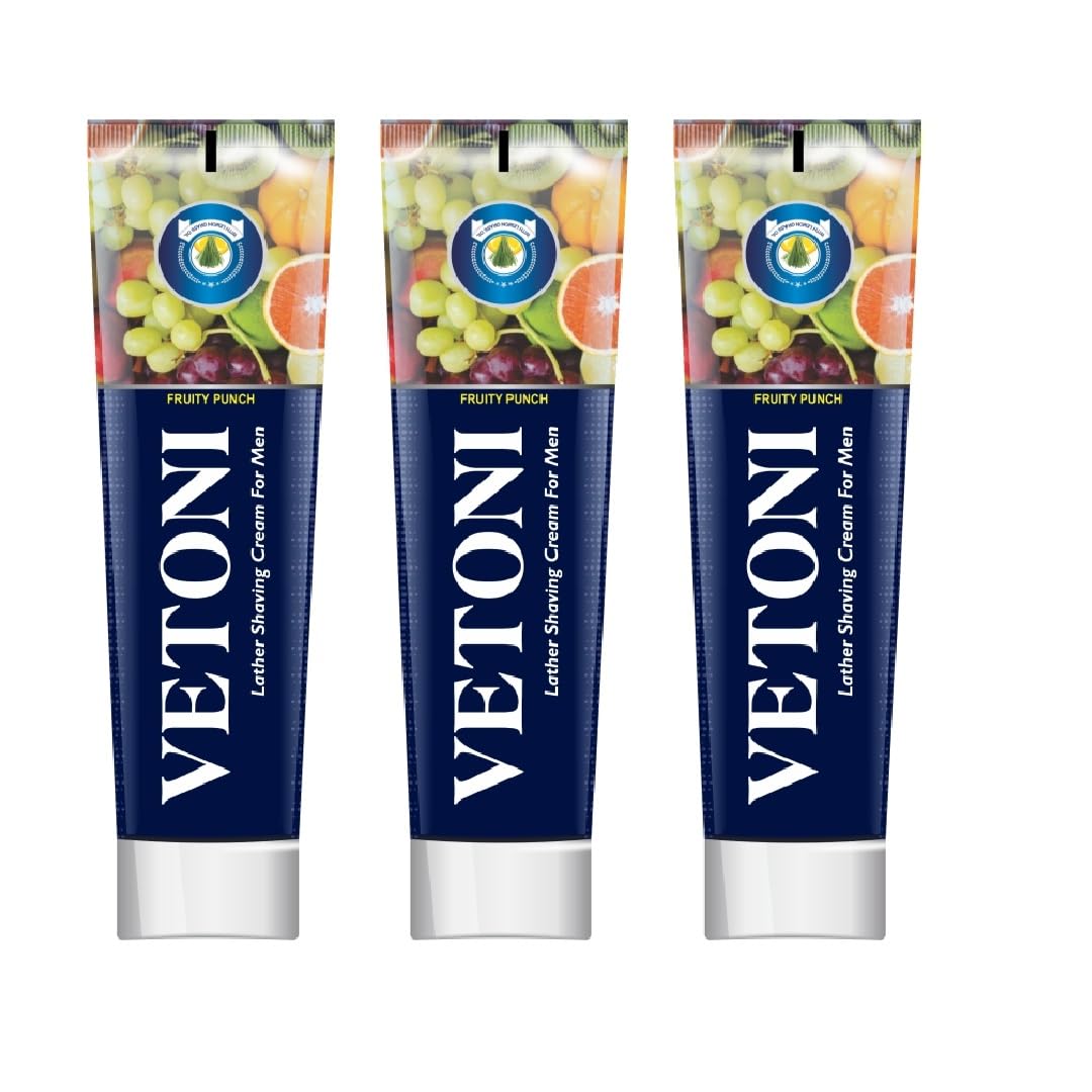 Vetoni India Fruity Punch Shaving Cream for Men, 125gm, Mixed Fruit Extracts, All Skin Types, Rich Lather, Fresh Scent, Pack of 3 (B0D733W4HQ) Amazon Price History, Amazon Price Tracker