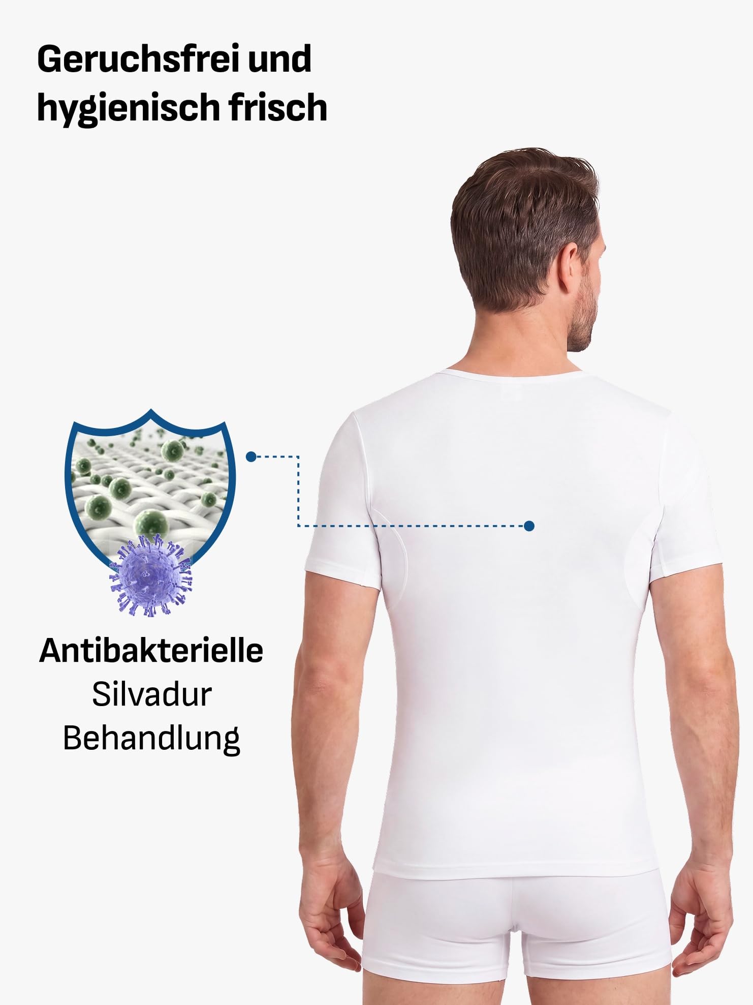 FINN Herren Anti-Schweiß Shirt mit extra tiefem V-Ausschnitt gegen Schweißflecken