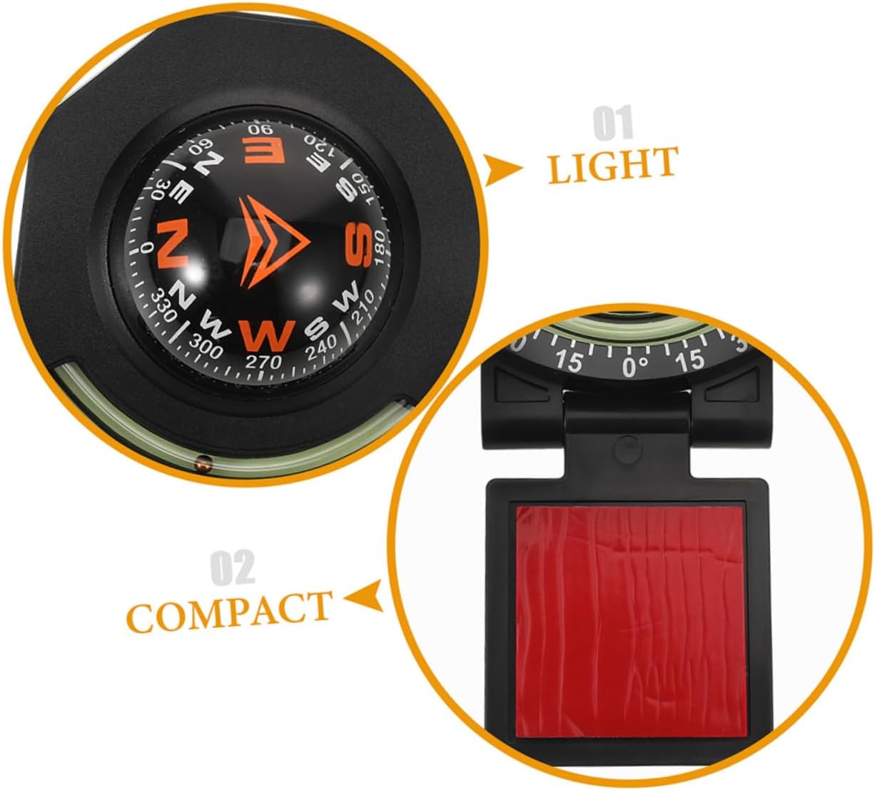 2pcs Car Dashboard Compass and Inclinometer Ball Set, High Precision Auto and Marine Navigation Compass for Vehicle and Boat Dash Mount