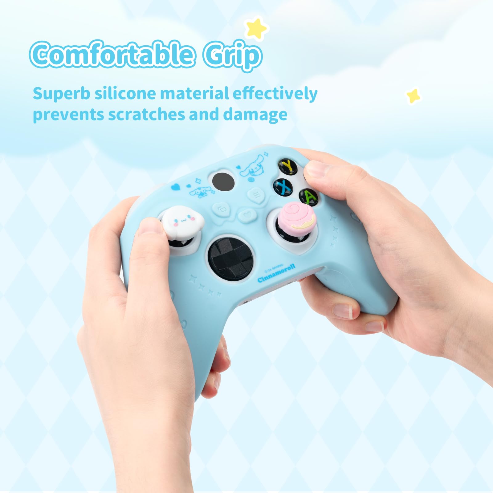 Kuitmor Graziosa custodia protettiva per controller Xbox Series X, custodia protettiva in morbido silicone, custodia protettiva ergonomica compatibile con controller wireless Xbox con 2 tappi per