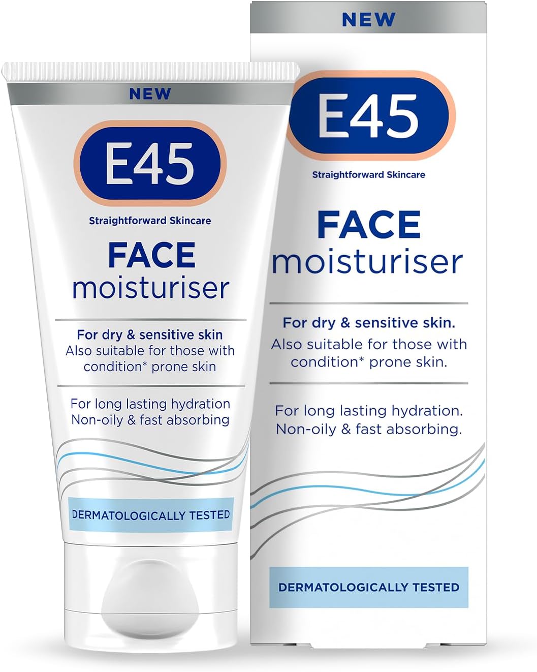 E45 Face Moisturiser – Hydrating Face Cream for Long-Lasting Moisturisation – Lightweight Cream for Dry and Sensitive Skin – Fast-Absorbing and Non-Greasy Formula – Dermatologically Tested – 50ml E45 Face Moisturiser – Hydrating Face Cream for Long-Lasting Moisturisation – Lightweight Cream for Dry and Sensitive Skin – Fast-Absorbing and Non-Greasy Formula – Dermatologically Tested – 50ml