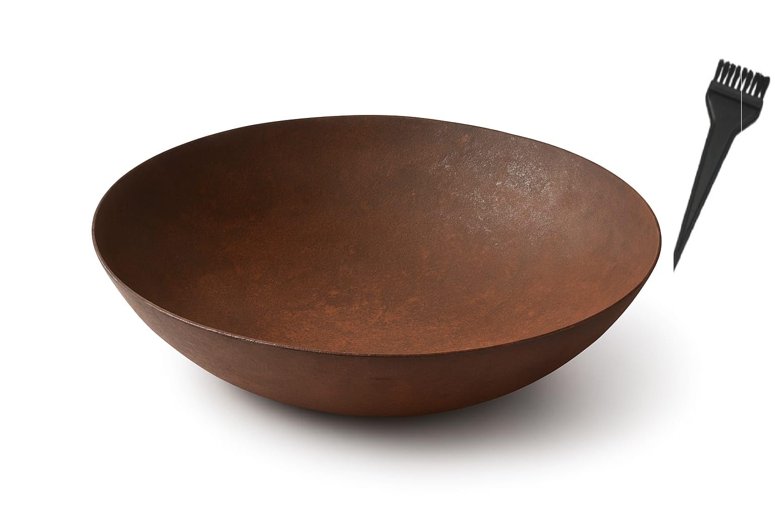 SHIVANYA STORE Iron Bowl for Henna Mixup Paste, Mehendi Colour Making Wok, Lokhand Kadai Bowl for Hair and Home Use with 1 Brush, 400ml Capacity, 8cm Diameter, Rusty Brown-image-32