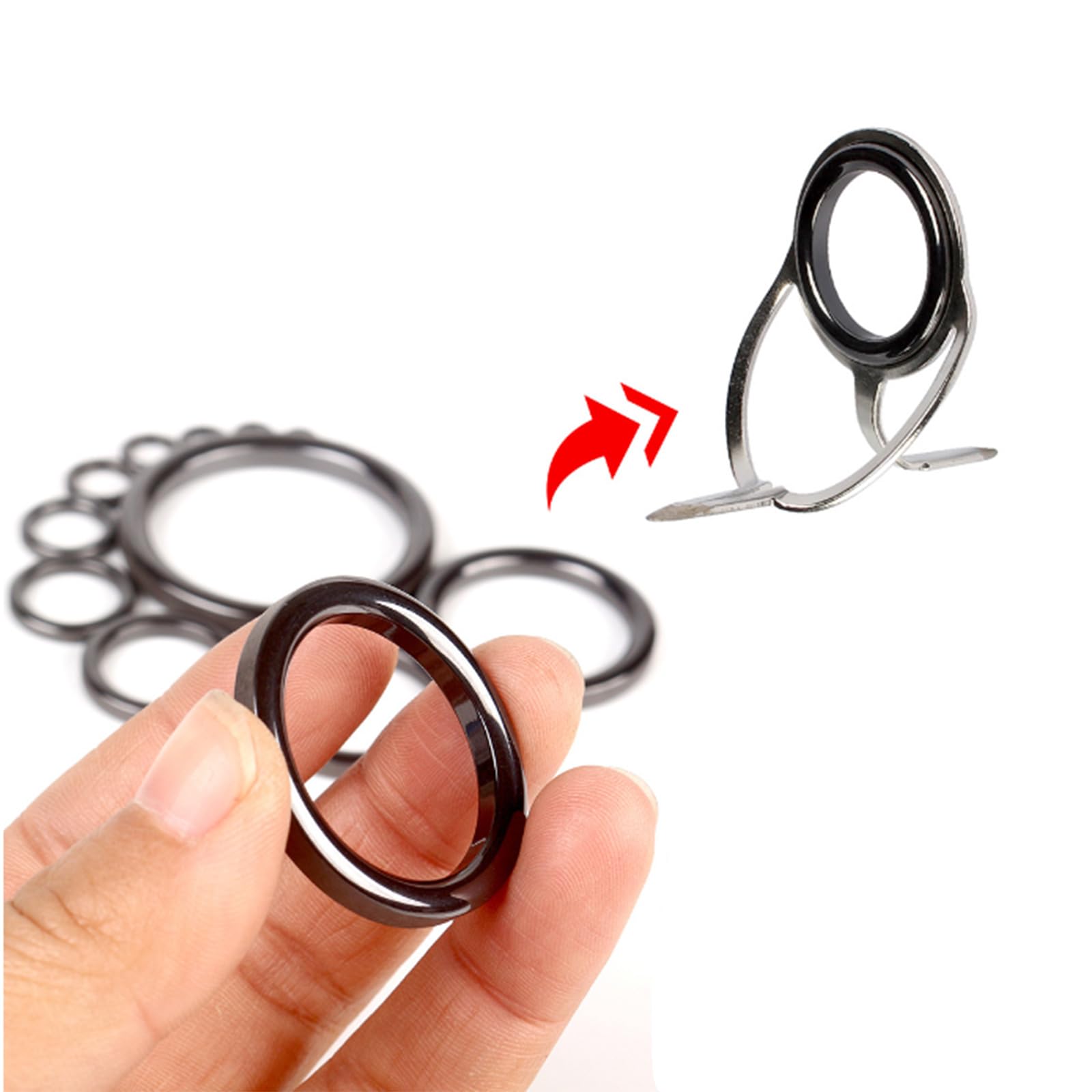 40 anelli di ricambio per canna da pesca con diametro esterno da 4,72 mm-3 cm, set di anelli guida in ceramica, 10 dimensioni