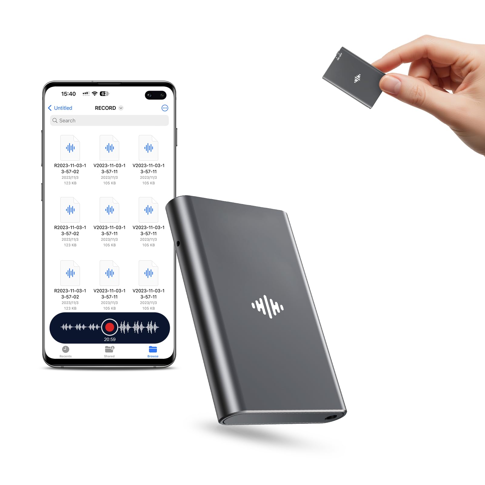 128GB(9200H Storage) Magnetic Recording Device, Portable Voice Activated Recorder with DSP4.0-AI Noise Cancellation, HD Audio Recorder for Meeting, Interview & Lecture