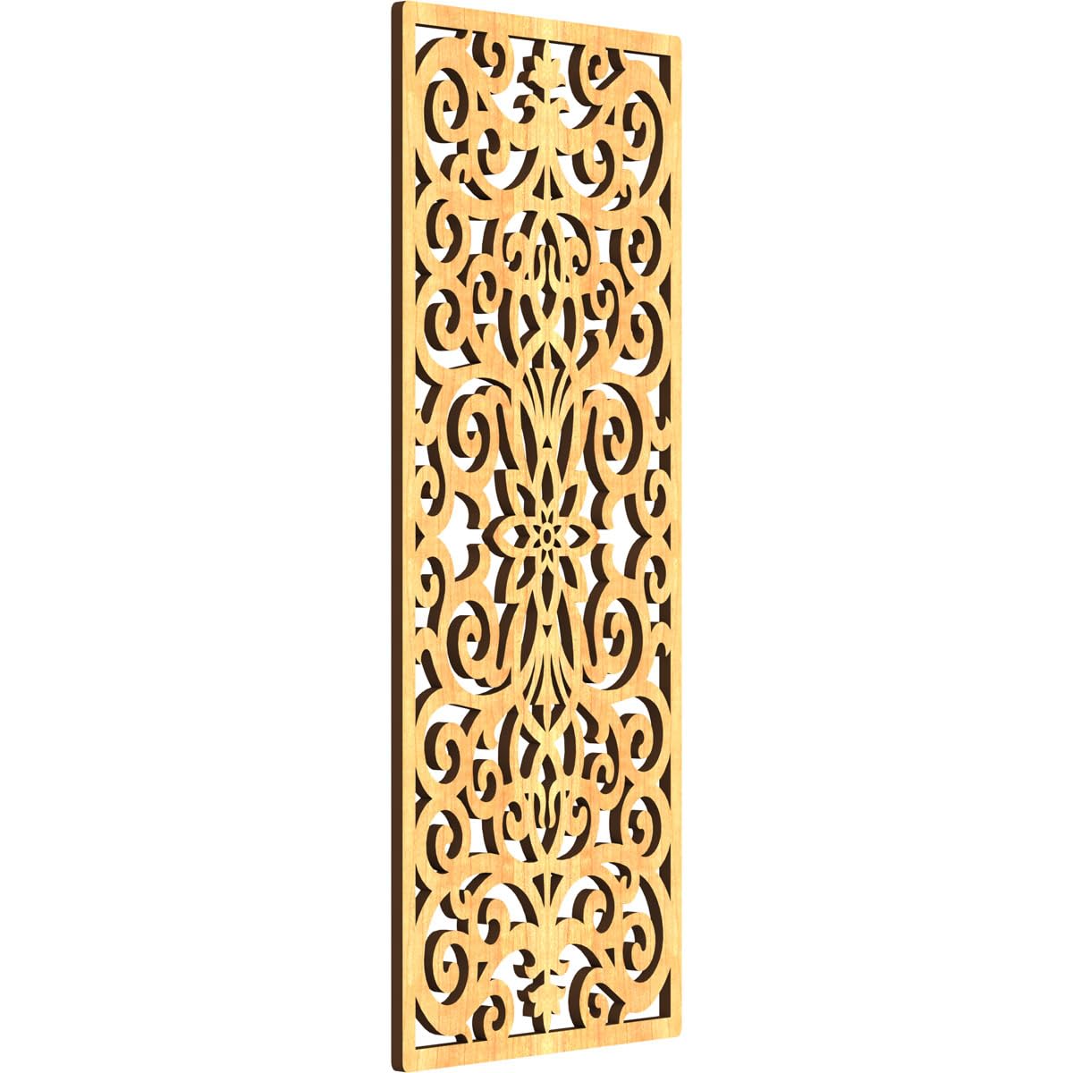 Buel Decorative Pierced Fretwork Wood Wall Panels, 9 3/8"W x 24 3/8"H x 3/8"T, Cherry