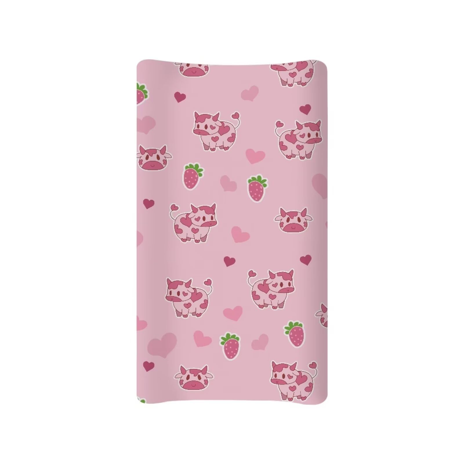 Gongbawa Cow Strawberry Baby Changing Pad Cover Infant Newborn Pink Changing Table Cover Diaper Table Change Mat Sheet Cover for Girls