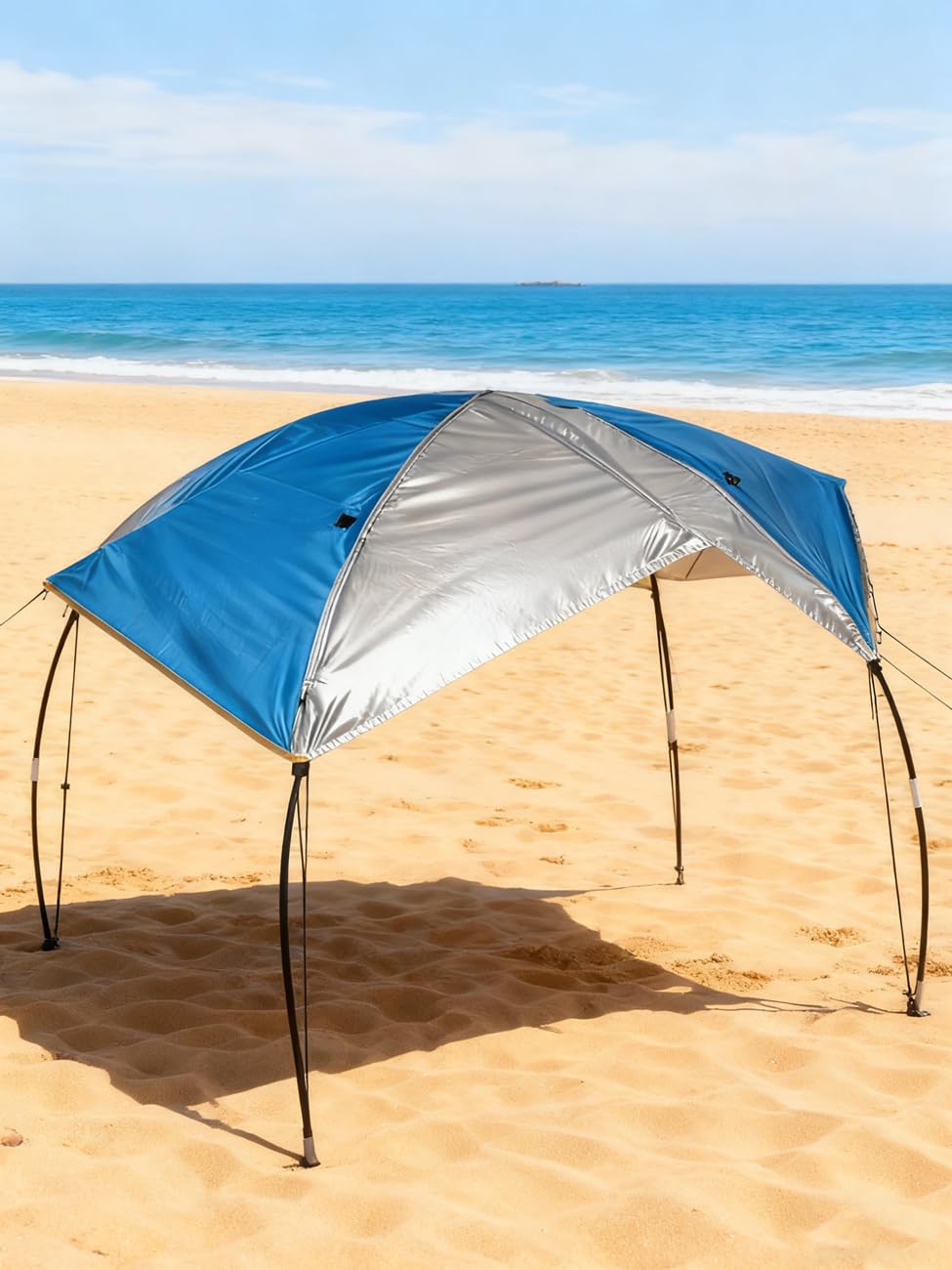 Bateau Gonflable Parasol voilier auvent Toit auvent Toit Tente de pêche Parasol de Plage Bleu (4 Personnes)