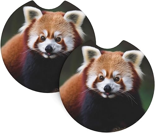 Miniatura 4 de 2 posavasos para automóvil, diseño de panda rojo, universal, antideslizante, con muesca de dedo, impermeable, para automóvil, SUV, camión
