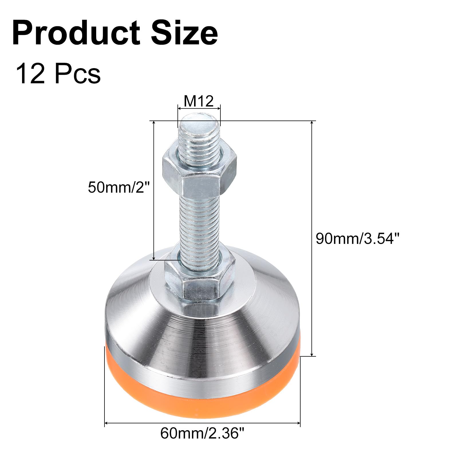 QUARKZMAN 12 Pacco Piedini Livellanti Regolabili Base da 60mm/2.36" Dia