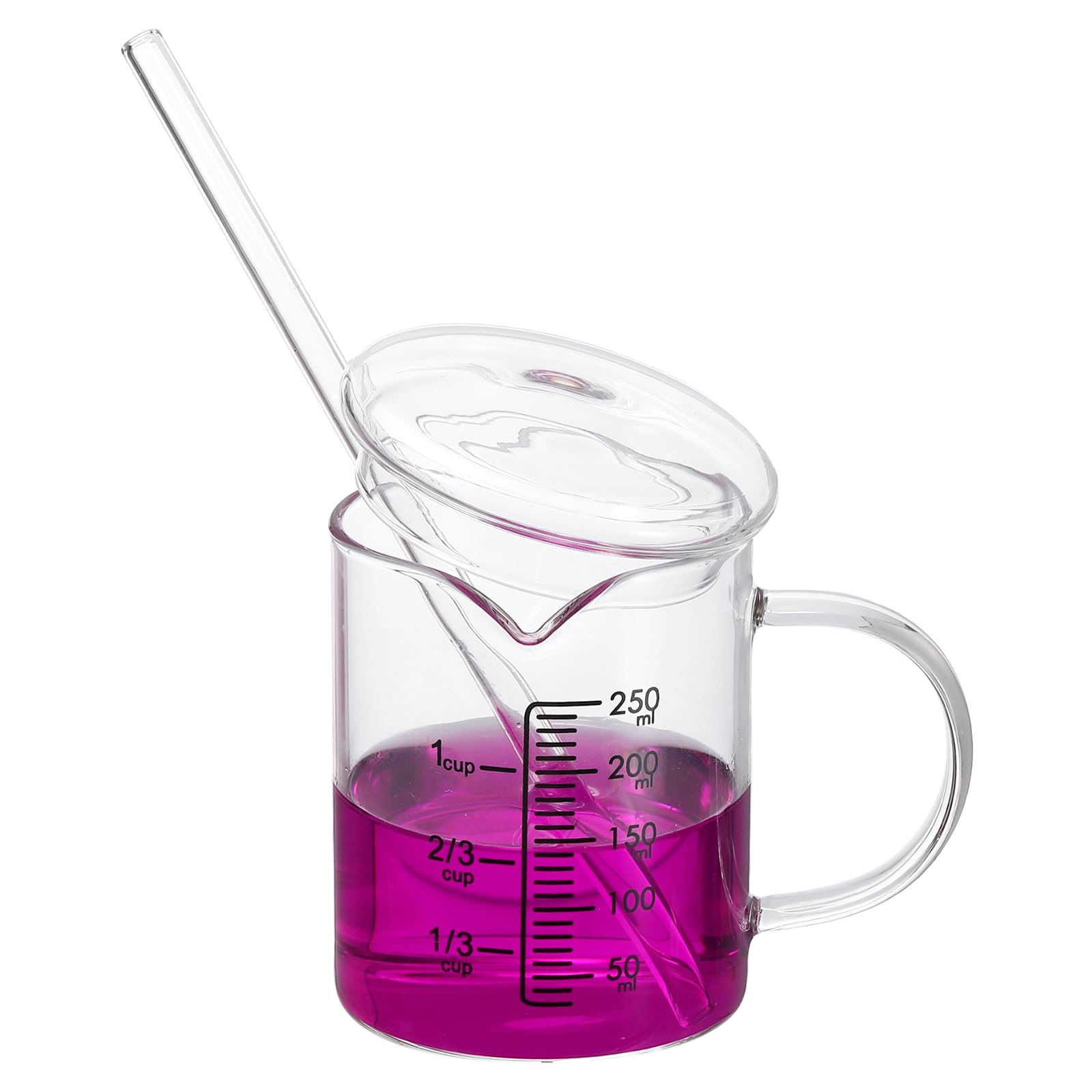 PATIKIL Bicchiere Dosatore In Vetro Da 250ml Becher In Vetro Borosilicato