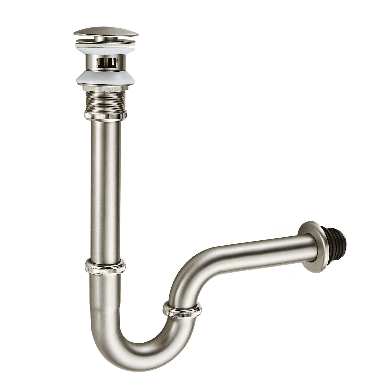 Juego completo de tapones en forma de U para lavabo de baño, altura ajustable de 1-1/4 pulgadas, trampa para fregadero, desagüe de residuos, juego de trampa P con desbordamiento, níquel