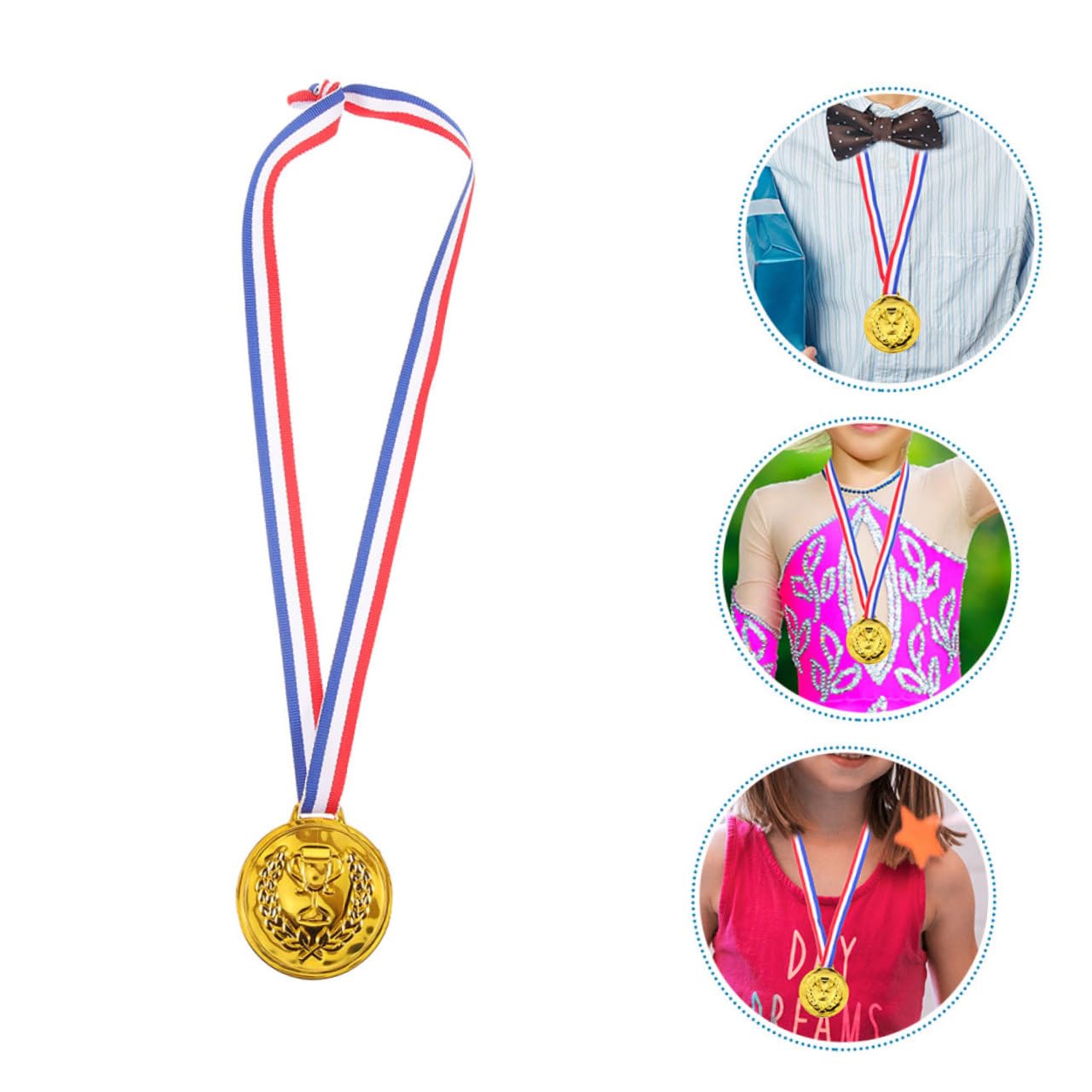 iplusmile Medaglie per Bambini Oro, 50 Pezzi, in Lega di Zinco con Nastro, per Competizioni e Feste, Premio Sportivo Versatile