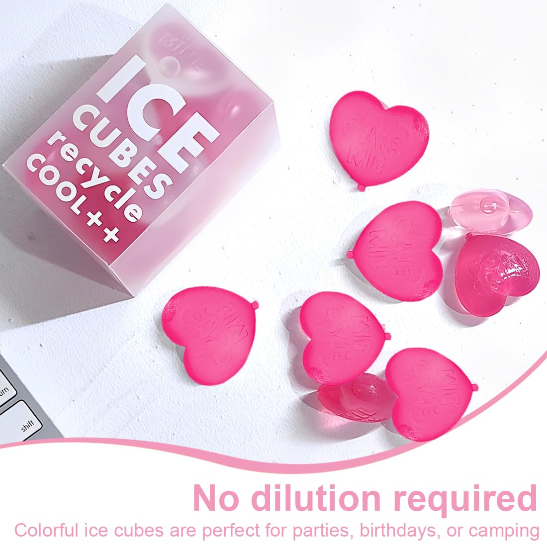12 unidades reutilizables, cubitos de hielo para fiestas, diseñados para enfriar bebidas, hielos reutilizables en colores fantásticos para refrescar bebidas (Love)