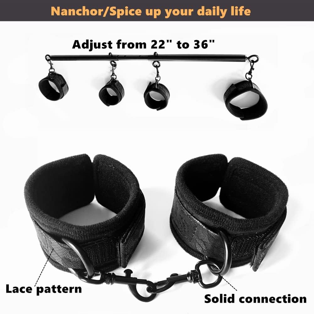Spreader Bar Toys Bondage Sex Furniture Restraints with Handcuffs 22-36inch [Clips Upgraded]