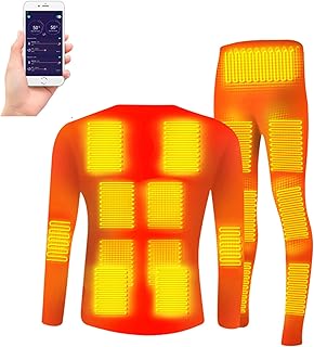 Electric Heated Underwear Set Fleece Lined Thermal Body Suit Men Winter APP Control Temperature Motorcycle Top Pants 20 Areas