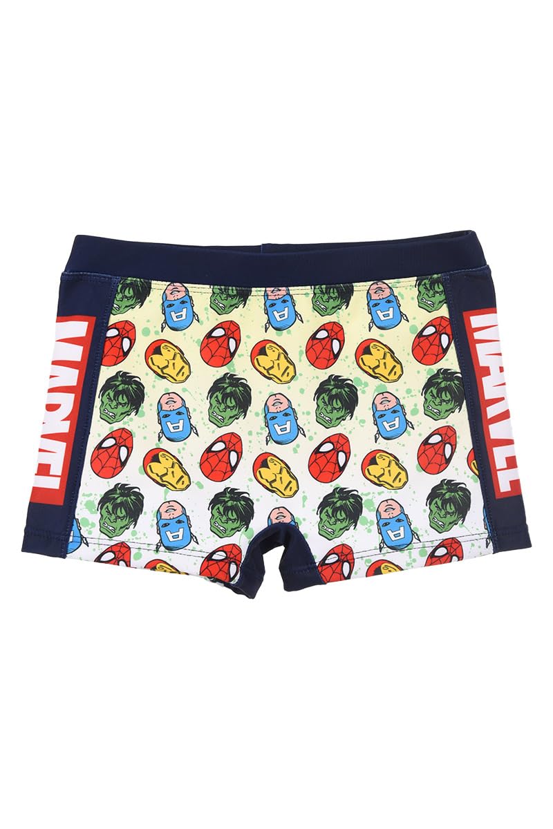 Marvel Avengers Bañador para Niño, Spider-Man Hulk Iron Man Capitan America Shorts de Baño Boxer, Bañador de Natación Infantil, Talla 10 Años, Azul Oscuro